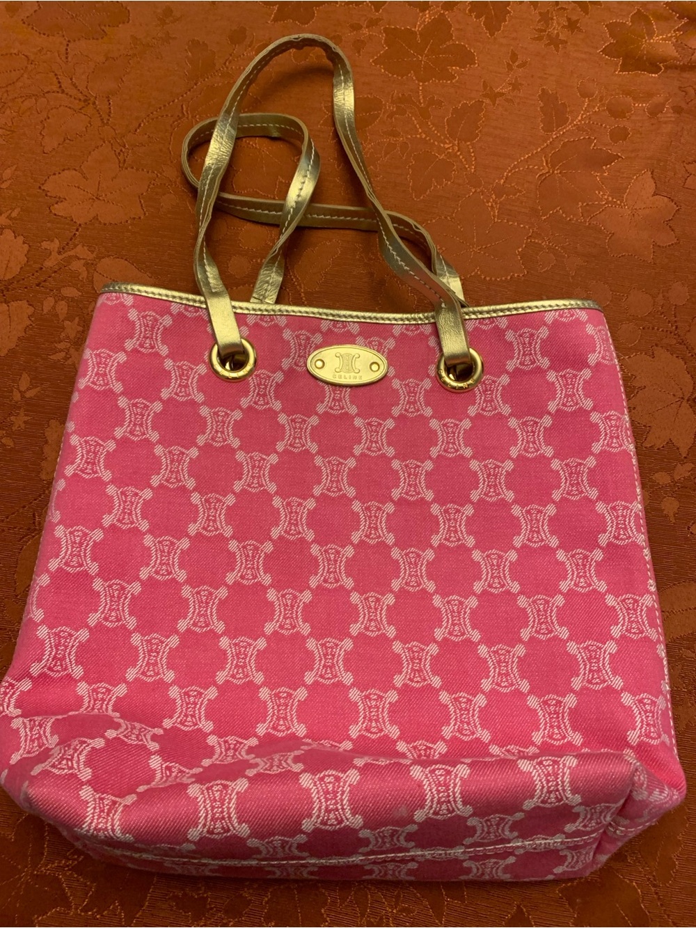 Vintage Celine Pink Denim Macadam Tote